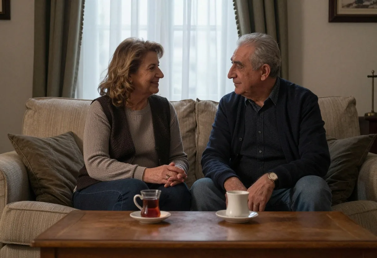 Evde birikimini gözden geçiren çift