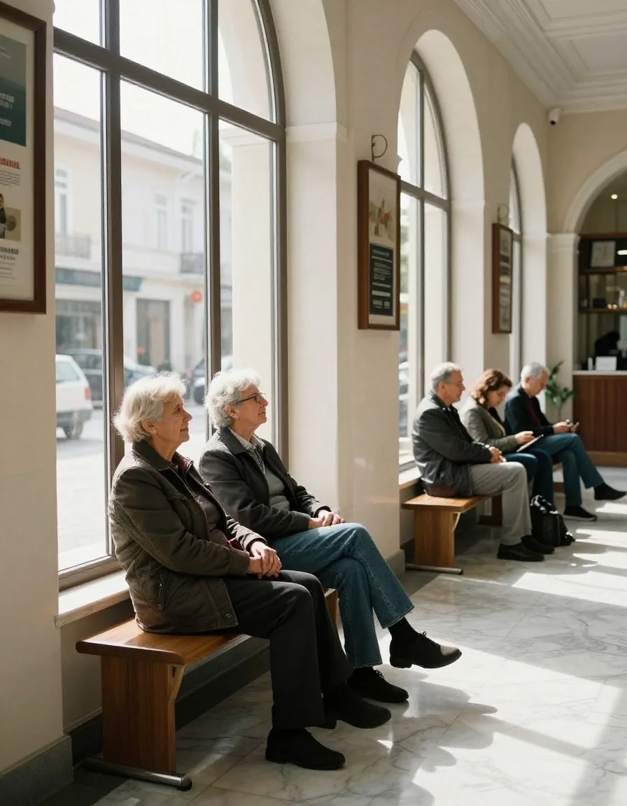 Banka şubesinde bekleyen müşteriler
