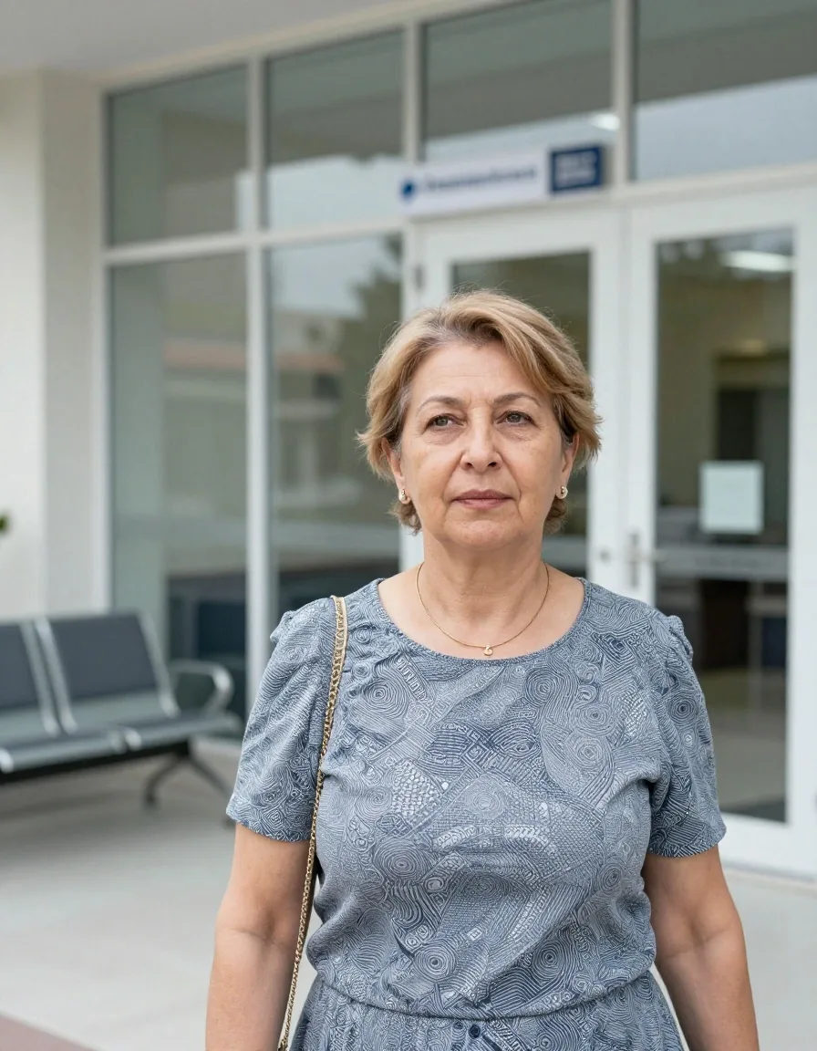 Bankada fon görüşmesi yapan kadın